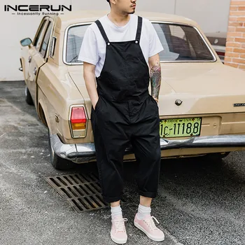 

Fashion Men Cargo Overalls 2020 Pockets Baggy Joggers Straps Trousers Men Solid Bib Pants Streetwear Casual Jumpsuit 5XL INCERUN