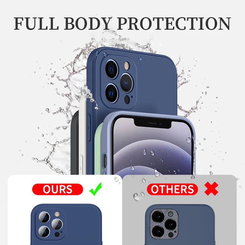 ATS Liquid Silicone Case For iPhone 13 12 11 Pro Max Mini XS X XR 7 8 Plus SE2 Full Square Lens Protection Shockproof Soft Cover iphone 12 pro max silicone case