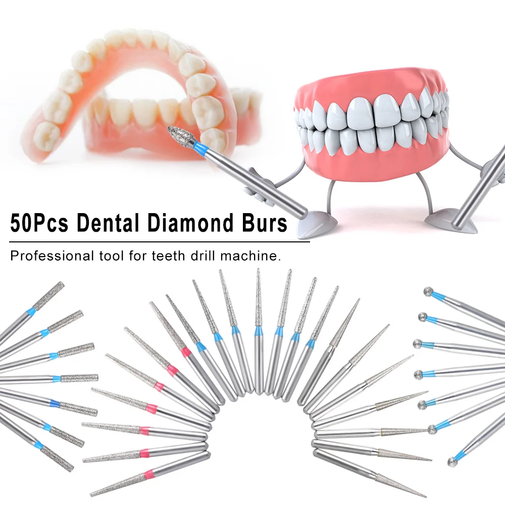 50 шт. зубные Алмазные Боры сверла стоматологический скоростной боры Зубы полировки и сглаживания инструмент