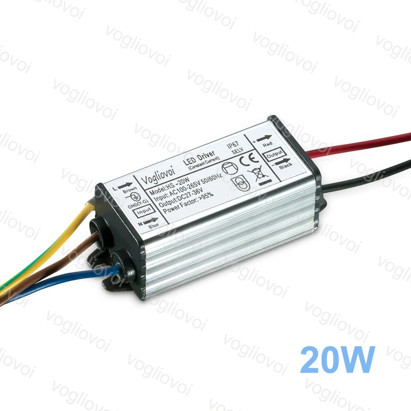 

Vogliovoi LED Transformer 20W Low Current For Floodlight HighBay AC110V AC220V Aluminum IP67 LED Transformer Adapter