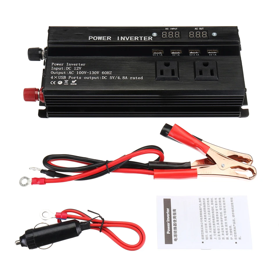 Car Inverter 12v 2v 1500w Pea Power Inverter Voltage Transformer Converter 12 2 Charger Solar Inversor 12v 2v Lcd Display Car Inverters Aliexpress
