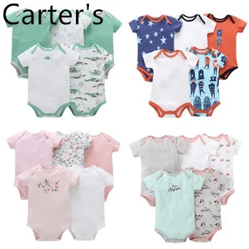 

Carter's Baby Summer Clothes Bodysuits Baby New boys and girls five-piece short sleeve cotton one-piece romper Newborn Body pink