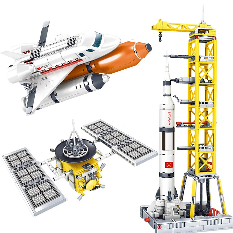 

Technic Space Station Rocket Building Blocks for Children Compatible Legoinglys City Aerospace Pilot Launch Educational Bricks