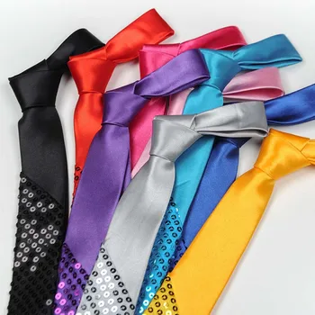 

1 Pc Korean Version 145*5 cm Fashion Shiny Sequin Satin Tie Sequin Party Necktie Fancy Dress Magic Show Accessories