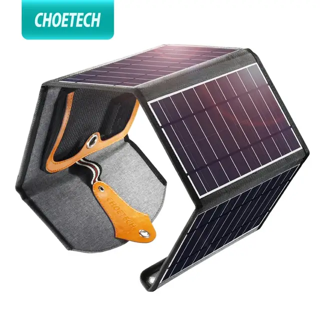 US $54.93  CHOETECH 5V 2.4A Solar Panel 22W for iPhone 11 X XS USB Output Devices Portable Waterproof Solar Pa