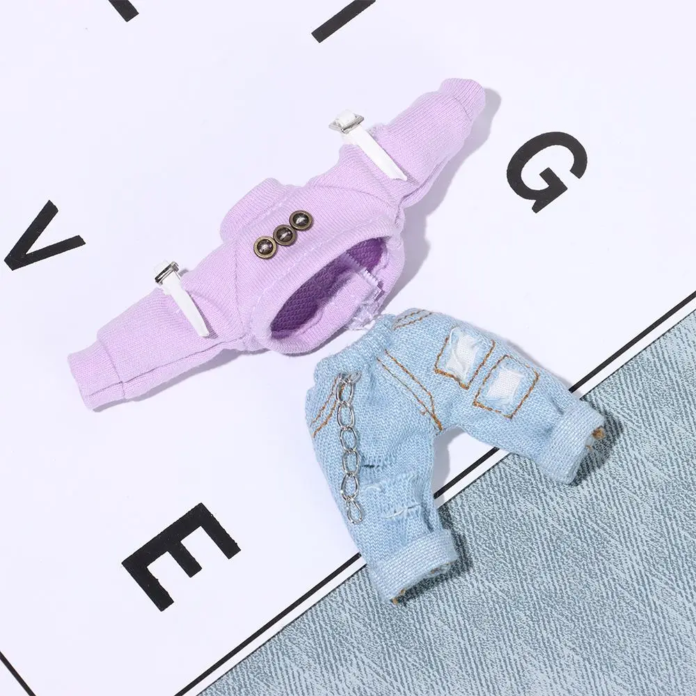 Bjd Puppe Kleidung 1/12 Mode Kette Hosen Niet Hoodies PU Hosen Tops Jacke Obitsu11 Ob11 Puppe Kleidung Zubehör Spielzeug – Detail 14