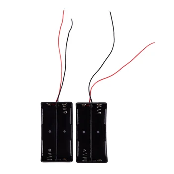 

2pcs Black 2 x 18650 3.7V Battery Holder Case Box w Wire Leads