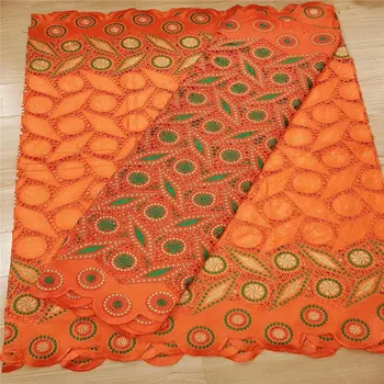 

2.5 y Swiss lace fabric +2.5 y Bazin Brode riche embroidery African 100% cotton fabrics Swiss voile lace popular Dubai style 13L