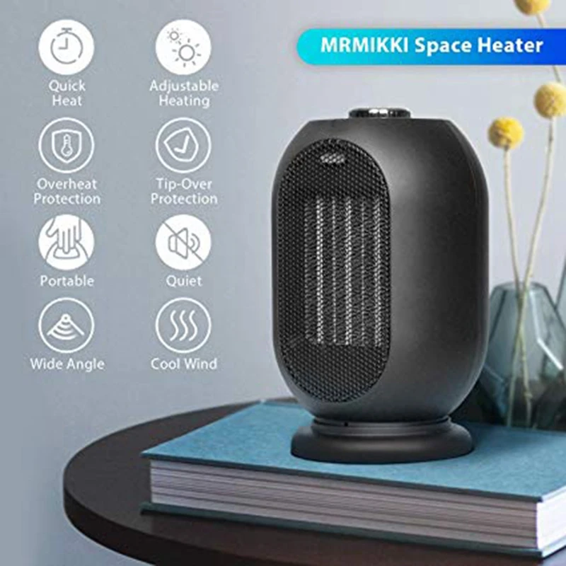 

1200W/800W Space Heater for Office and Home Fan Heater Ptc Ceramic Portable Desk Heater with Fan Tip-Over and Overheat Protectio
