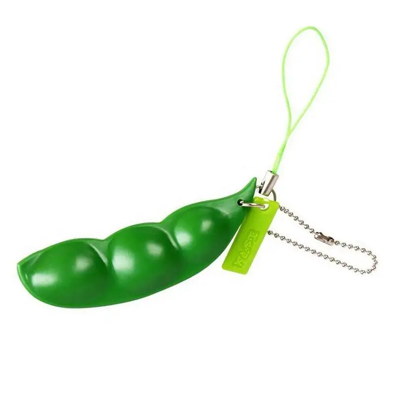 Divertido blando infinito apretar Edamame de guisante juguete cadena colgante ornamento para aliviar el estrés de descompresión juguetes anti estrés