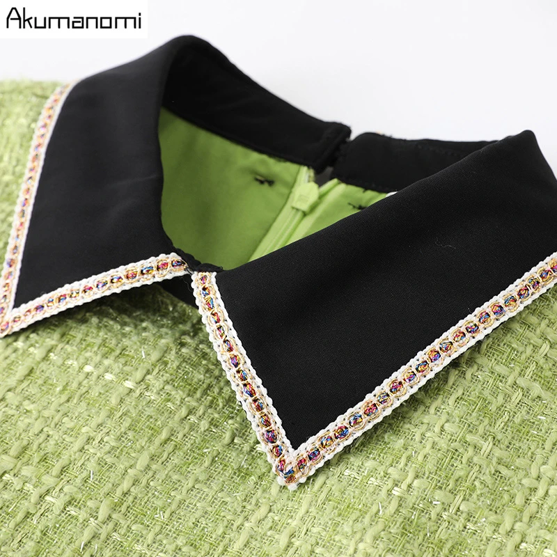Осеннее весеннее элегантное женское платье больших размеров 5xl 4XL с отложным воротником и длинным рукавом Зеленые вечерние офисные платья vestidos robe Jurken