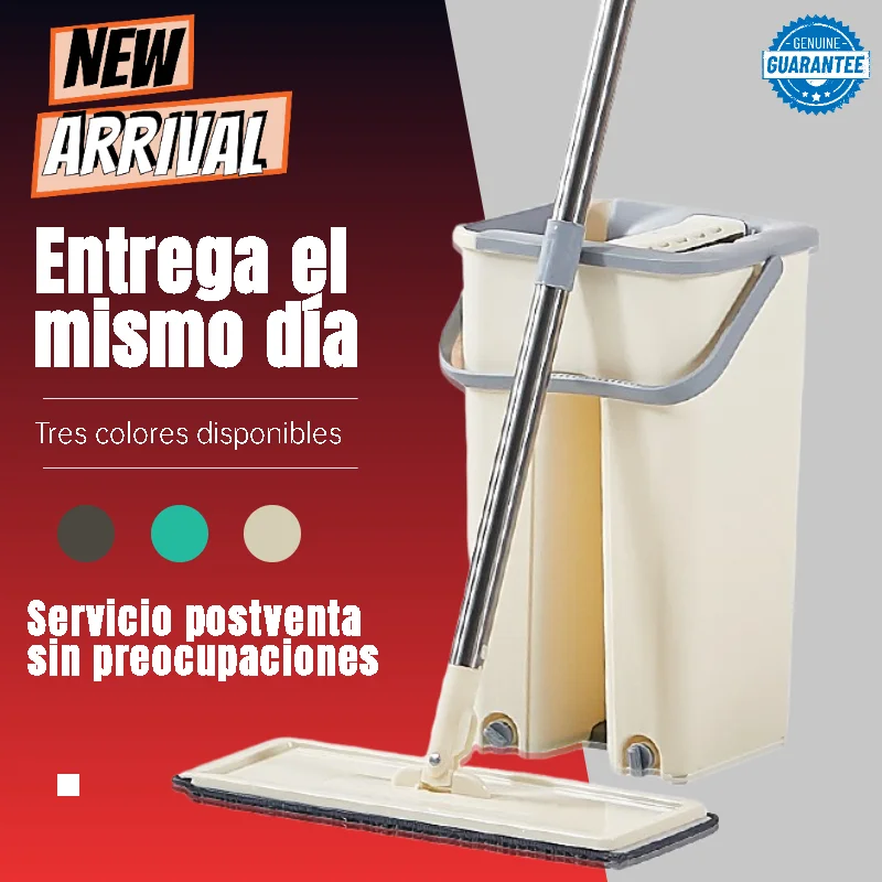 Magic Flat Mop with Bucket No Hand Washing Rotating Microfiber Pad Rotatable Scraping Suitable for Household Cleaning Tools | Дом и сад