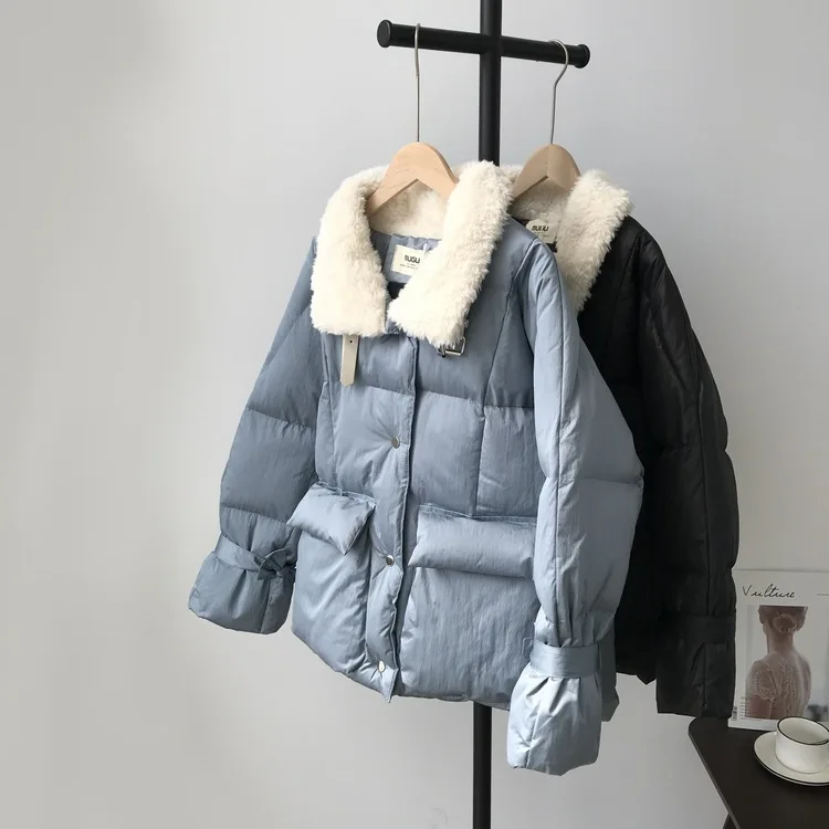 Winter New Thickened Solid Color Short ins Loose Bread Suit cotton-padded jacket Female