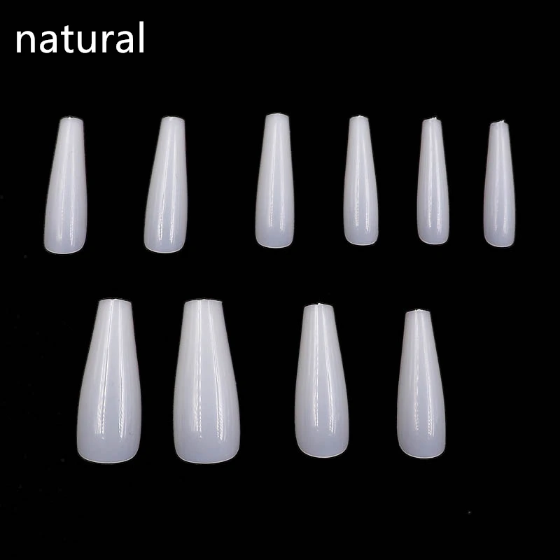 natural-100pcs 100 шт/Opp длинные ногти балерины искусственные накладные ногти прозрачный/натуральный/белый длинный гроб ногти Типсы Полное покрытие съемные дизайн ногтей - Цвет: natural-100pcs