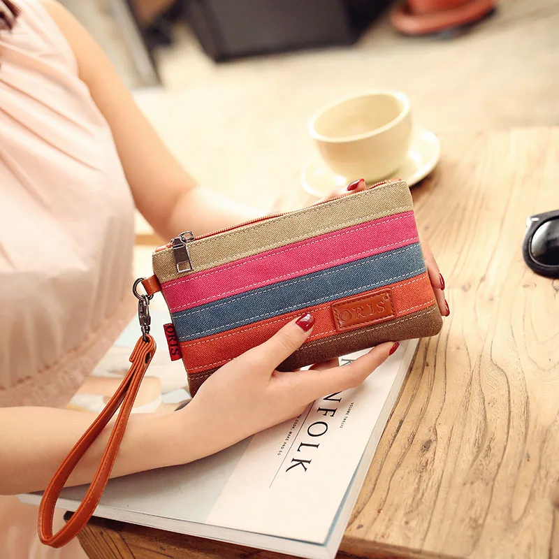 

Special Offer WOMEN'S Bag Korean-style Women's Wallet Fashion Contrast Color Canvas Mobile Phone Bag Purse Leisure Bag
