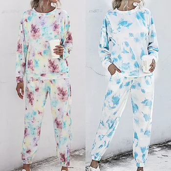 

Womens Sweatsuit Two Piece Sets Casual Tie-Dye Loose Long Sleeve Suits Sportswear Pullovers Autumn Loungewear