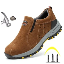 Большие размеры 35-46; мужские и женские рабочие ботинки со стальным носком; модные легкие кроссовки; повседневная мужская обувь;