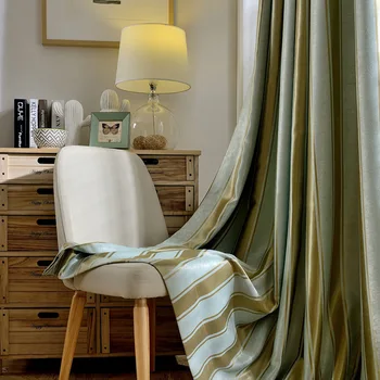 

Simple Modern Curtains for Living Dining Room Bedroom Leisure Vertical Strip Cationic Jacquard Curtains Tulle Fabric Custom Made