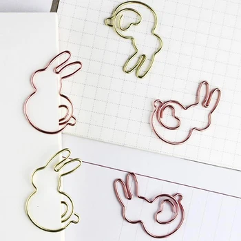 

10 Pcs/pack Lovely Mini Animal Rabbit Shape Metal Paper Clips Decorative Pin Planner Photo Memo File Clips Bookmark Stationery