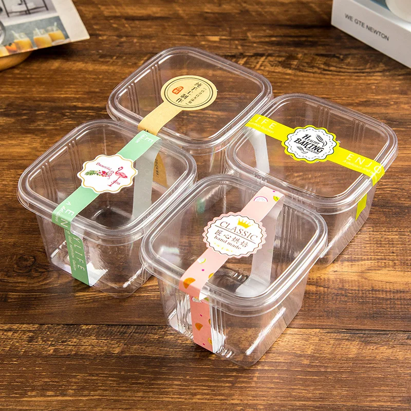 50pcs High Quality Pet Plastic Transparent Dessert Cake Box Packaging