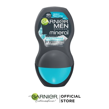 

Garnier Deodorant antiperspirant for men roller "Mineral Effect Of Purity" without alcohol, 48 hours, 50 ml