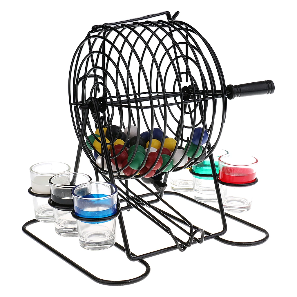  Mini Lottery Machine Bingo Drinking Games With 6 Pieces Glasses + 48 Pieces Colorful Balls For Adul