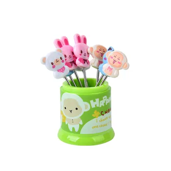 

6pcs/set Cartoon Fruit Fork Set Party Cake Salad Vegetable Forks Picks Kitchen Tools