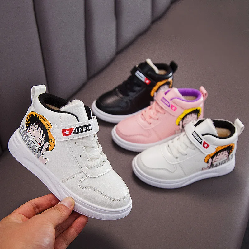

Children plus Velvet White Shoes Girls Shoes 2019 Winter New Style BOY'S Casual Running Cotton-padded Shoes Thick Children' Shoe
