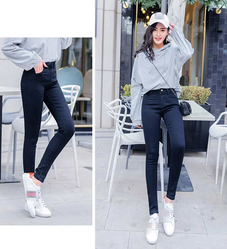Retro Female Jeans Female Solid Straight Pant Ankle-Length Jeans Casual Button Fly Pencil High Waist Light Jean Spring Wear
