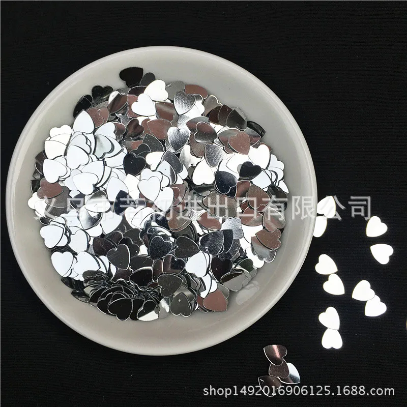 4 мм 6 мм серебряное дно ПВХ сердце свободные блестки аксессуары для одежды с блестками DIY Свадебные метания конфетти JJ332 - Цвет: 1