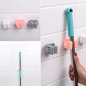 

Wall Mounted Mop Holder Home Mop Broom Storage Rack Organizer Storage Shelf Kitchen Tools Shelves Sundries Brush Broom Hook