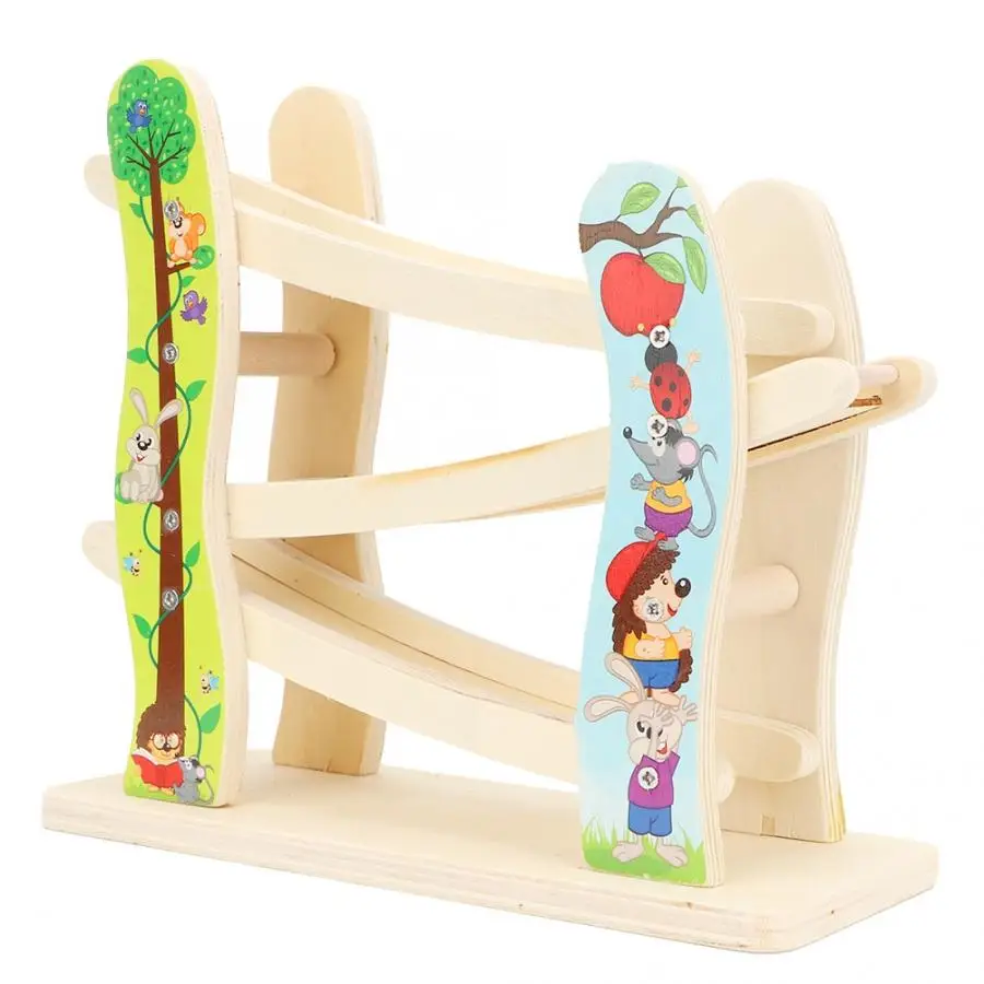 Рампа гоночная дорожка деревянная игрушечная машинка детская деревянная лестница планерный слот игровой набор детский планер инерционный орбитальный шкив с 4 игрушками автомобиля