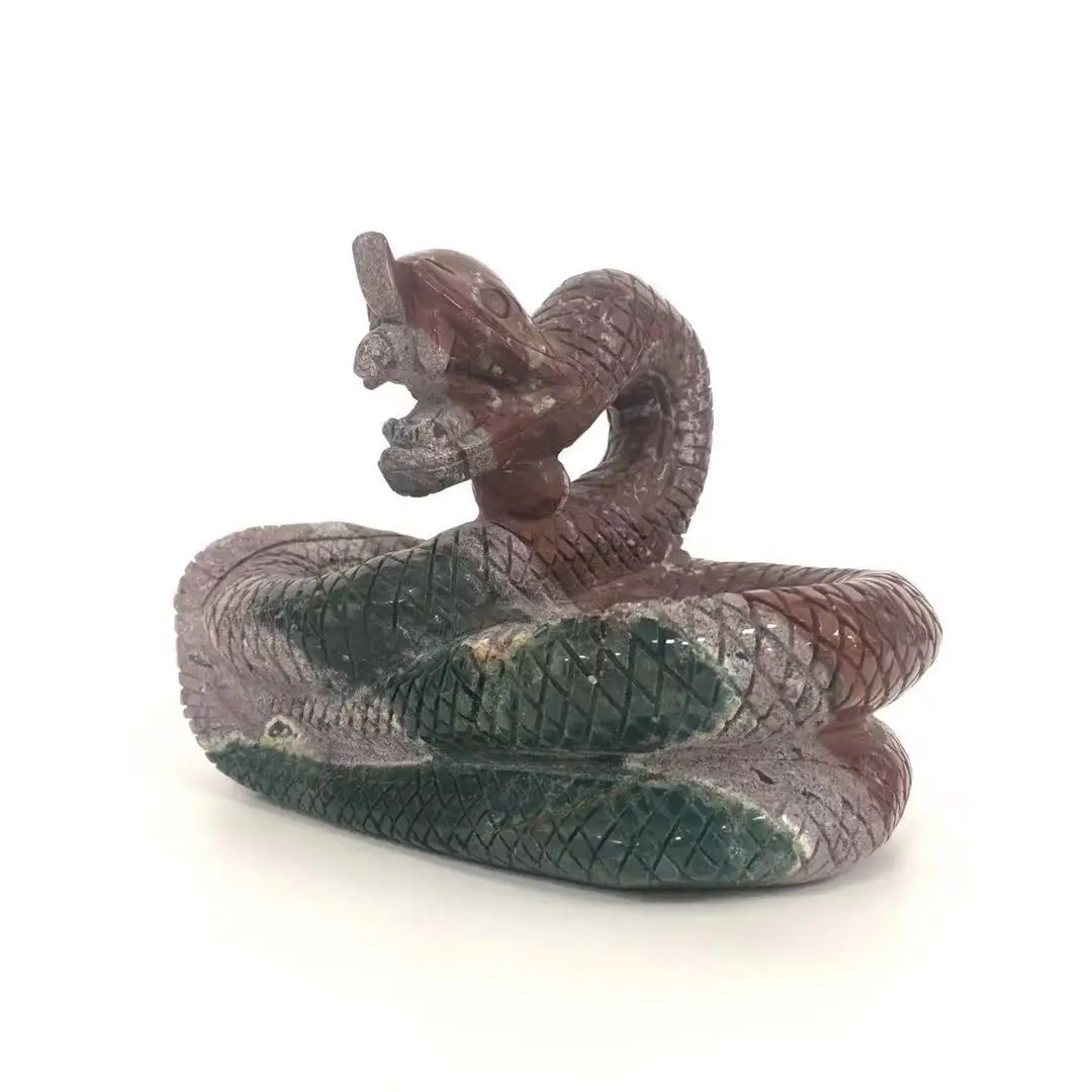 

Natural Crystal Carved Animals Ocean Jasper Snakes Candlestick For Decoration YHM