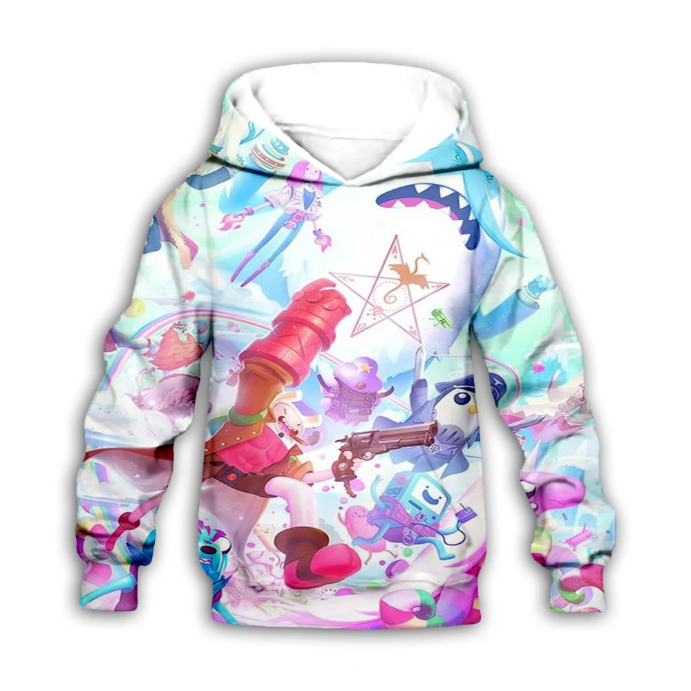 

Kids 3D cartoon anime Print Hoodies set children adventure time sweatshirts autumn pullover girl baby boy zipper coat t shirt