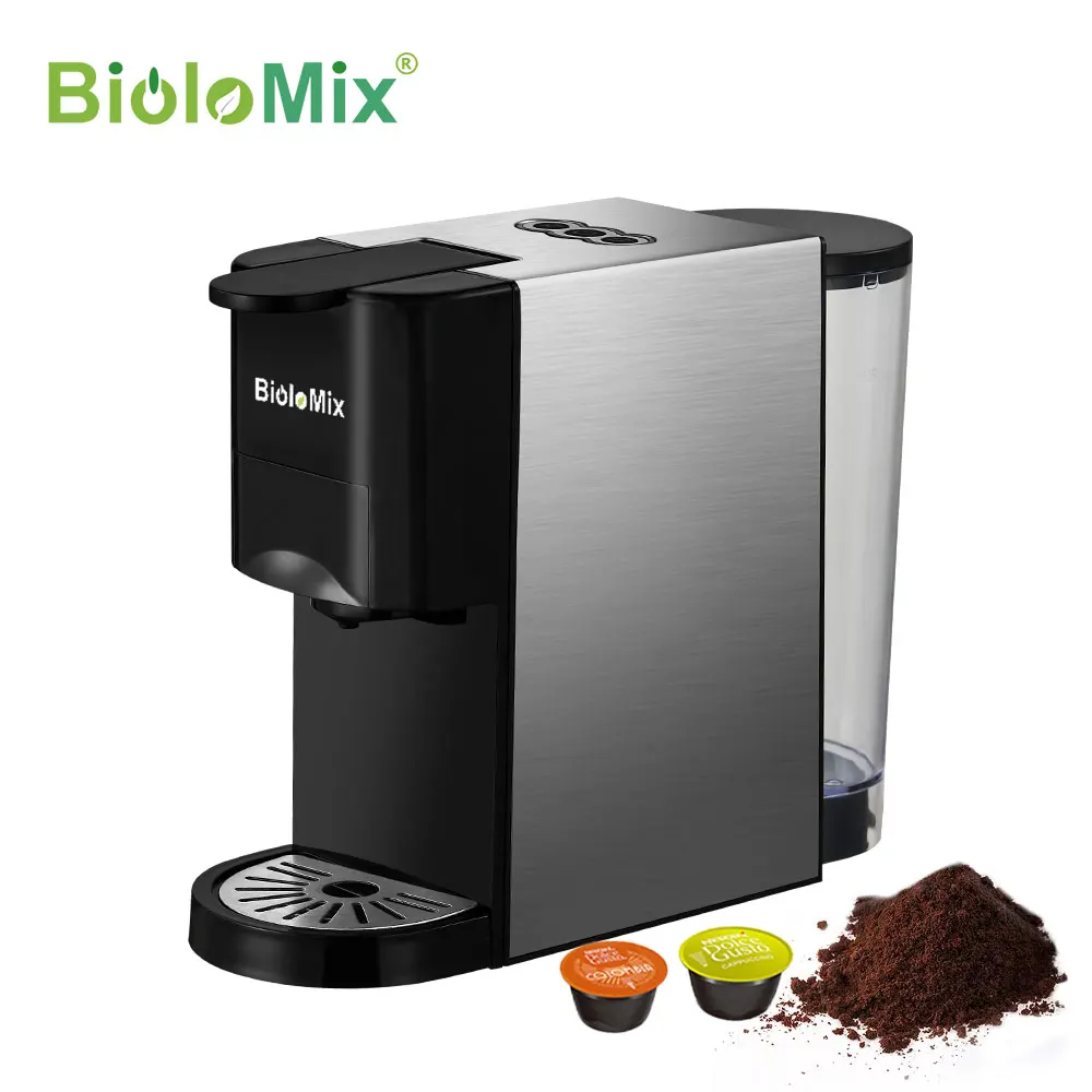 BioloMix 3 in 1 Espresso Coffee Machine 19Bar 1450W Multiple Capsule Coffee Maker Fit NespressoDolce Gusto and Coffee Powder