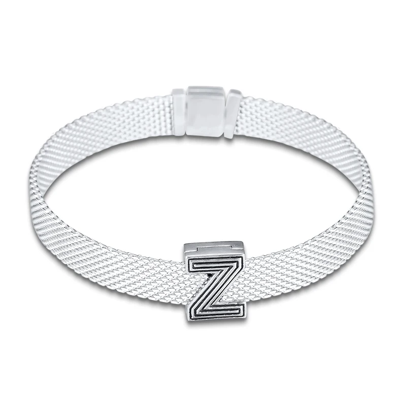 DIY Подходит для Pandora шармы браслеты буквы Z клип бусины стерлингового серебра 925-ювелирные изделия