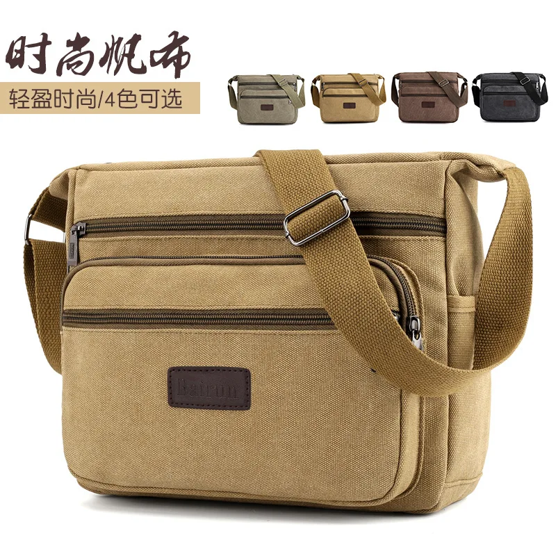 

Large-Volume Men Single-shoulder Bag Versatile Fashion Canvas Bag Lightweight Shoulder chu xing bao Trend Hand Commuter Bag