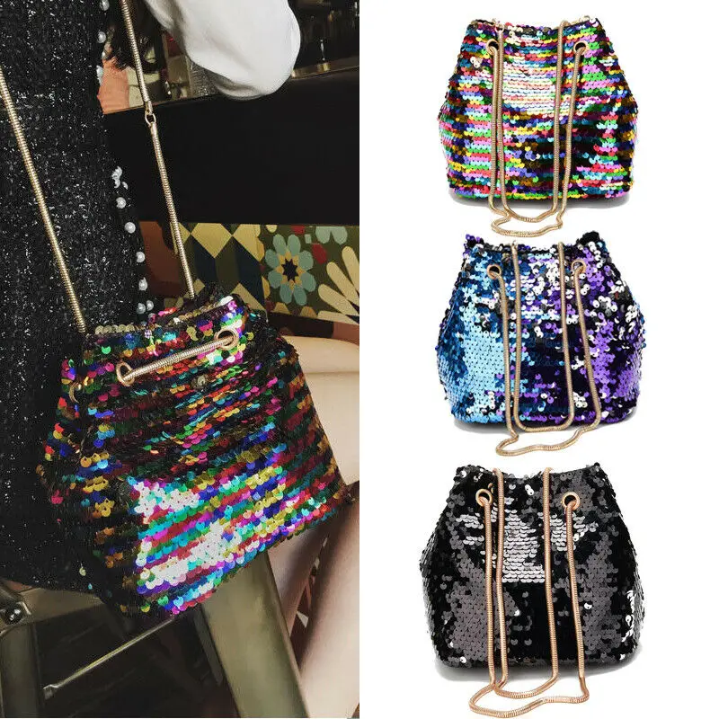 

1PC New And Fashion Classic Women's Mermaid Sequin Glitter Bag Leather Purse Shoulder Crossbody Handbag