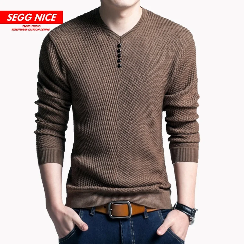 

Autumn New Men's T - Shirt Casual Youth Pure Color Men's V-Neck Sweater Designer Sweater