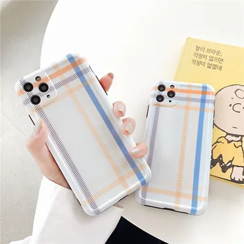 

For iphone 11 Pro Max Nordic style Ins Simple plaid fashion luxury soft Phone Case for iphone 7 7plus 8 8plus X XR XS MAX cover