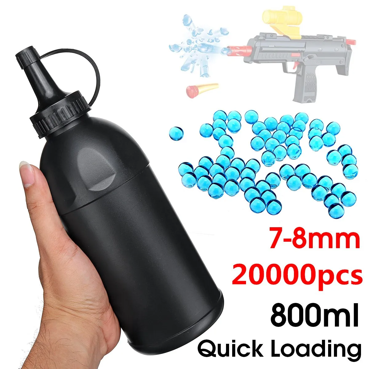 Gel Balls Bullet Loading Plastic Jar Bottle Toys Gun Pistol Blaster Black Toys 
