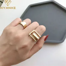 XIYANIKE – bague géométrique en argent Sterling 925 pour femme, anneau Simple, rectangulaire, ajouré, plat, ouvert, bijoux