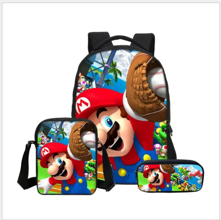 as pictures 3 шт./компл. Super Mario Bros Sonic зубная щётка для детей школьные сумки ортопедический рюкзак для школы для мальчиков и девочек Mochilas Infantil сумки с рисунком - Цвет: as pictures