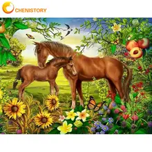 

CHENISTORY Sunflower Horse Animal Picture By Numbers For Adults Beginner HandPainted 40x50cm Frame On Canvas Home Decoration