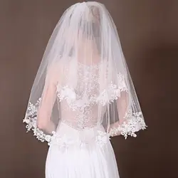 Новый velo da sposa красивый 2 слоя белый/слоновой кости локоть кружева край свадебная фата невесты с расческой