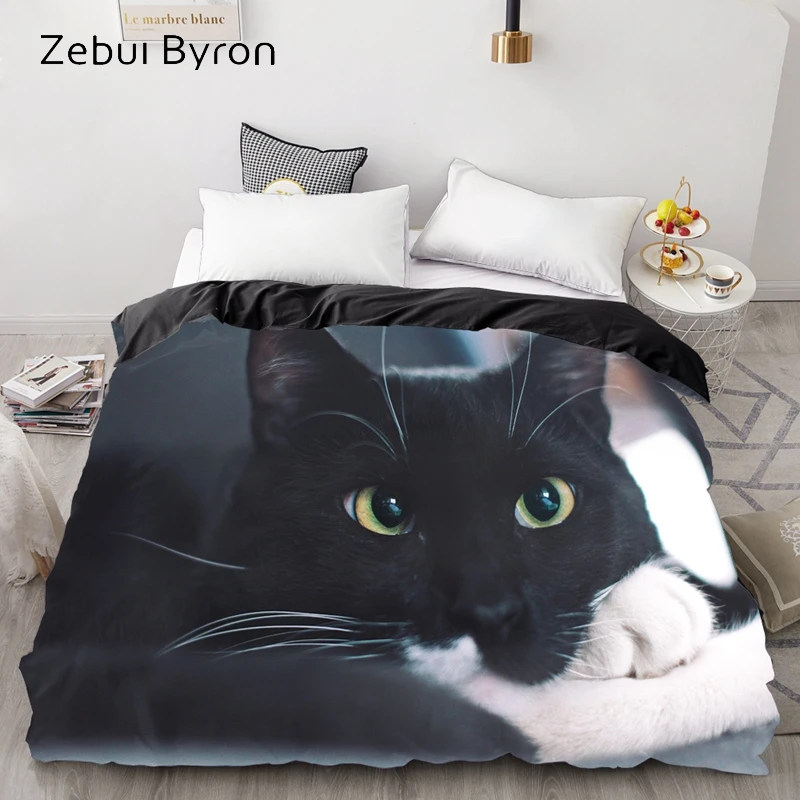 3D пододеяльник, одеяло/одеяло случае двойной/королева/король, постельные принадлежности на заказ/220x240/200x200, домашнее животное кошка узор, Прямая поставка