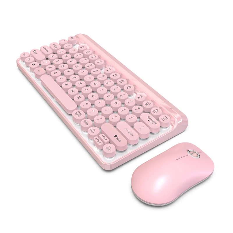 L100 2,4G тонкий оптический беспроводной клавиатура и мышь Мини мультимедийная клавиатура мышь комбо набор для ПК ноутбук(розовый