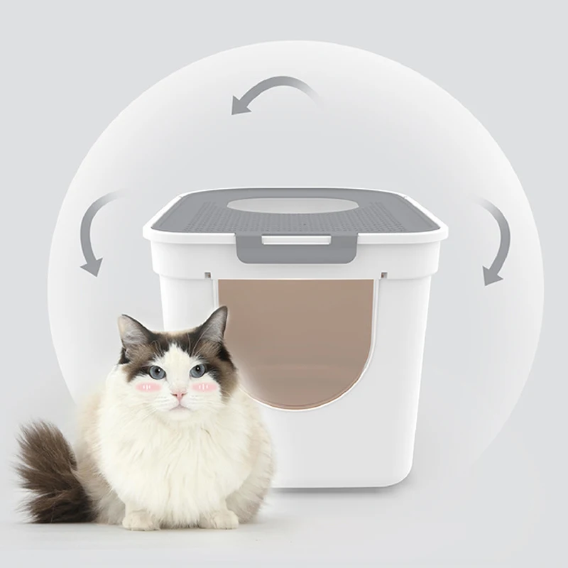 Fully Enclosed Cat Litter Box Anti-splashing Deodorant Cat Feces Clean Oversized Cat Toilet for Kitten Pet Home Cleaning Product
