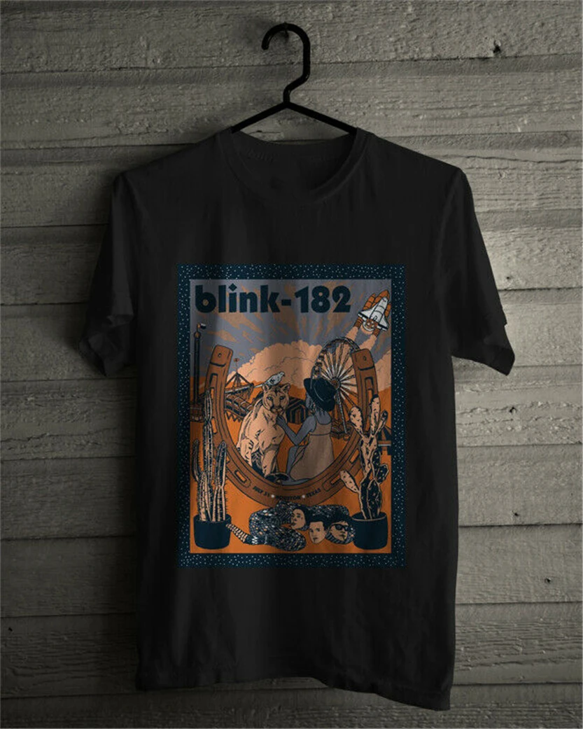 Blink 182 Houston Texas July 31 2019 футболка новый черный белый цвет размер S-3Xl брендовая одежда