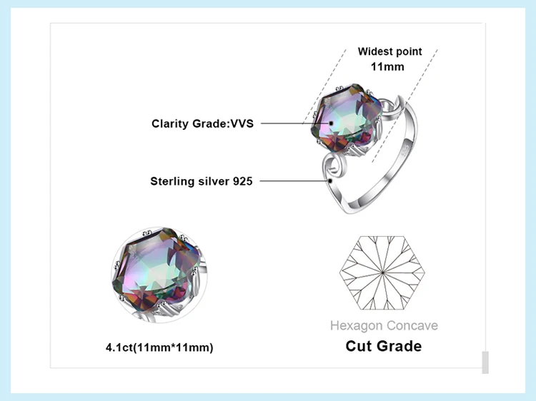 JewelryPalace 3.2ct из натуральной Радуга своих Мистик Топаз одноцветное 925 пробы Серебряное кольцо для Для женщин Мода изящных ювелирных изделий